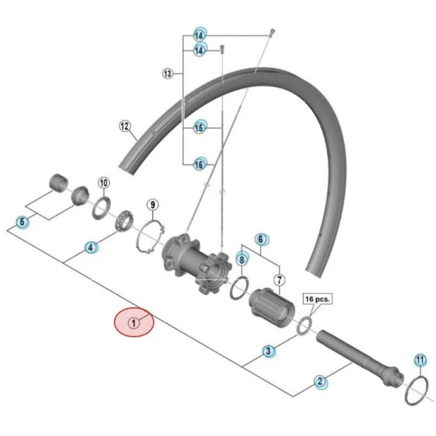 Axe Traversant Complet De Moyeu Arrière Shimano Ultegra FH-RS770 3 Axe Traversant Complet De Moyeu Arrière Shimano Ultegra FH-RS770