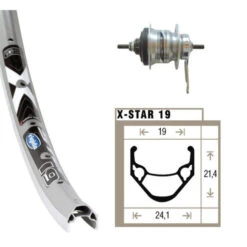 Roue Arrière Shimano/Rigida Nexus 7 V 24' - Rétropédalage