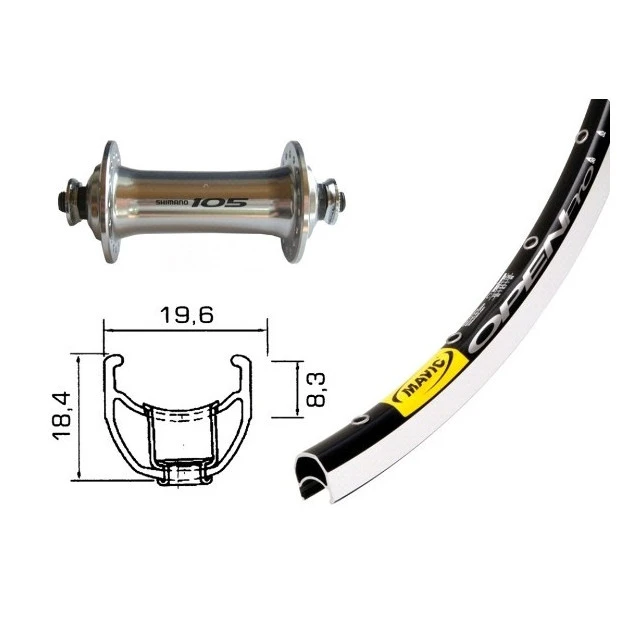 Roue Avant Shimano 105 / Mavic Open Pro 3 Roue Avant Shimano 105 / Mavic Open Pro